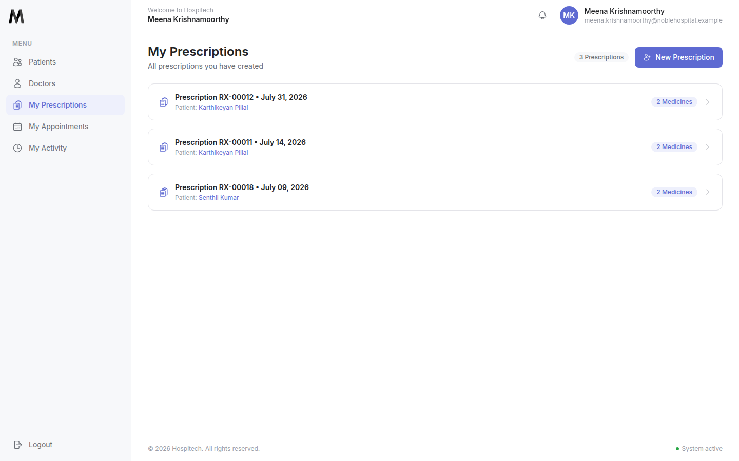Prescription History